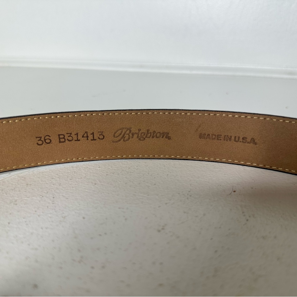 **SOLD**Brighton Black Embossed Leather Belt with Rhinestone Bow Buckle - Picture 4 of 4
